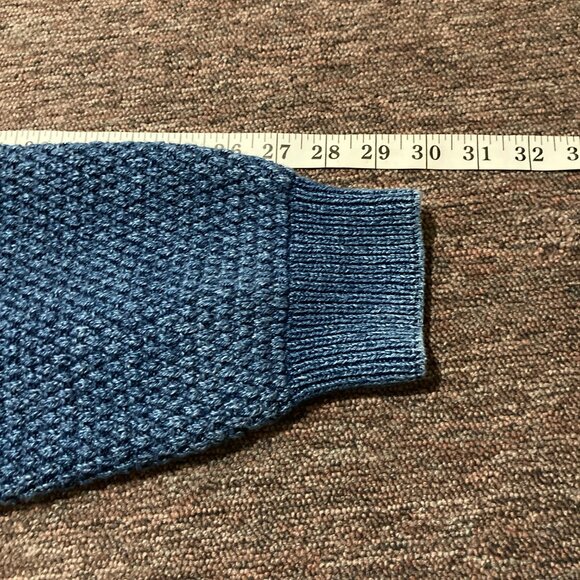 Vtg Blue Willi's Sweater Men's Medium Grandpa 90s Cable Fisherman Denim Indigo - Picture 10 of 11